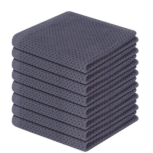 Smiry 100% Cotton Waffle Weave Kitchen Dish Cloths, Ultra Soft Absorbent  Quick Drying Dish Towels, 12x12 Inches, 6-Pack, Dark Grey 