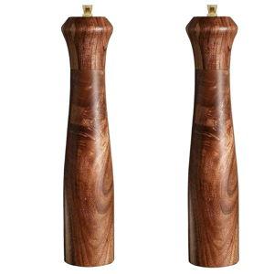 Wooden Salt and Pepper Grinder Set,Manual Salt and Pepper Mill,Acacia wood Salt Grinder Refillable,Pepper Mill with Adjustable Coarseness,Salt and Pepper Shakers Tableware Gifts 10" 2PCS