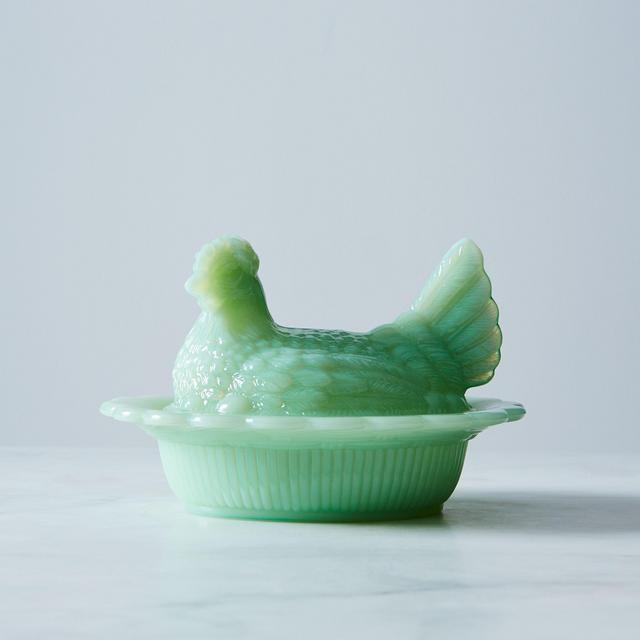 Jadeite Glass Hen