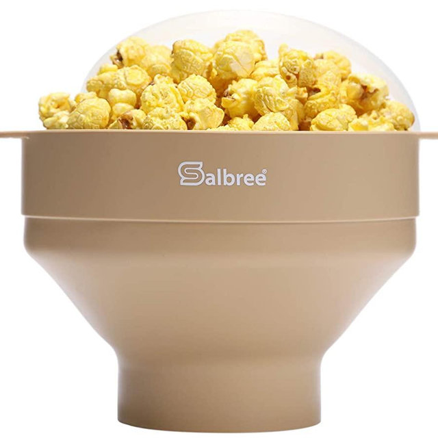 Original Salbree Microwave Popcorn Popper, Silicone Popcorn Maker, Collapsible Bowl BPA Free - 20+ Colors Available (Tan)