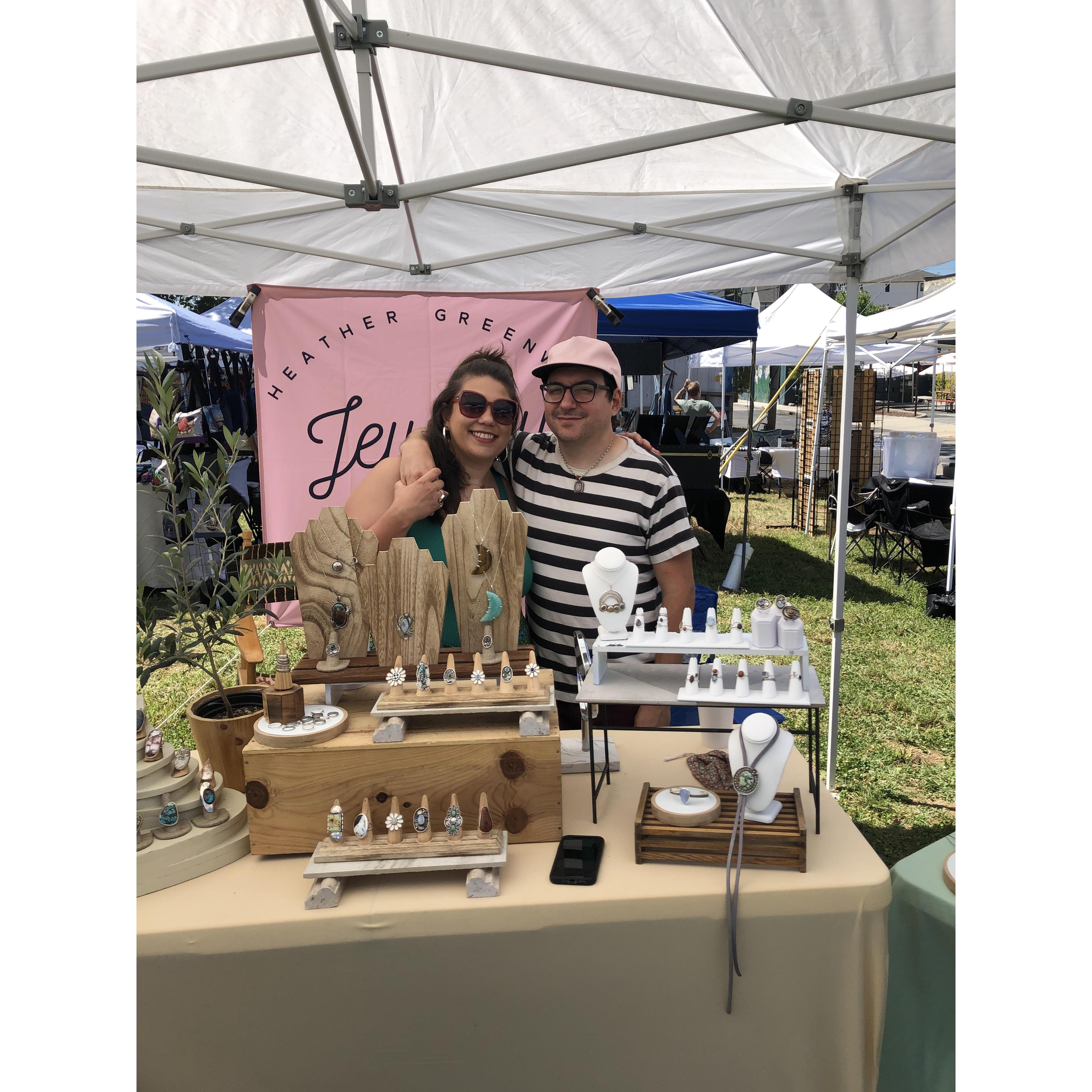 We spend a lot of time on the weekends doing market’s with the Jewelry business and are grateful for each other’s company and support! It takes two baby!