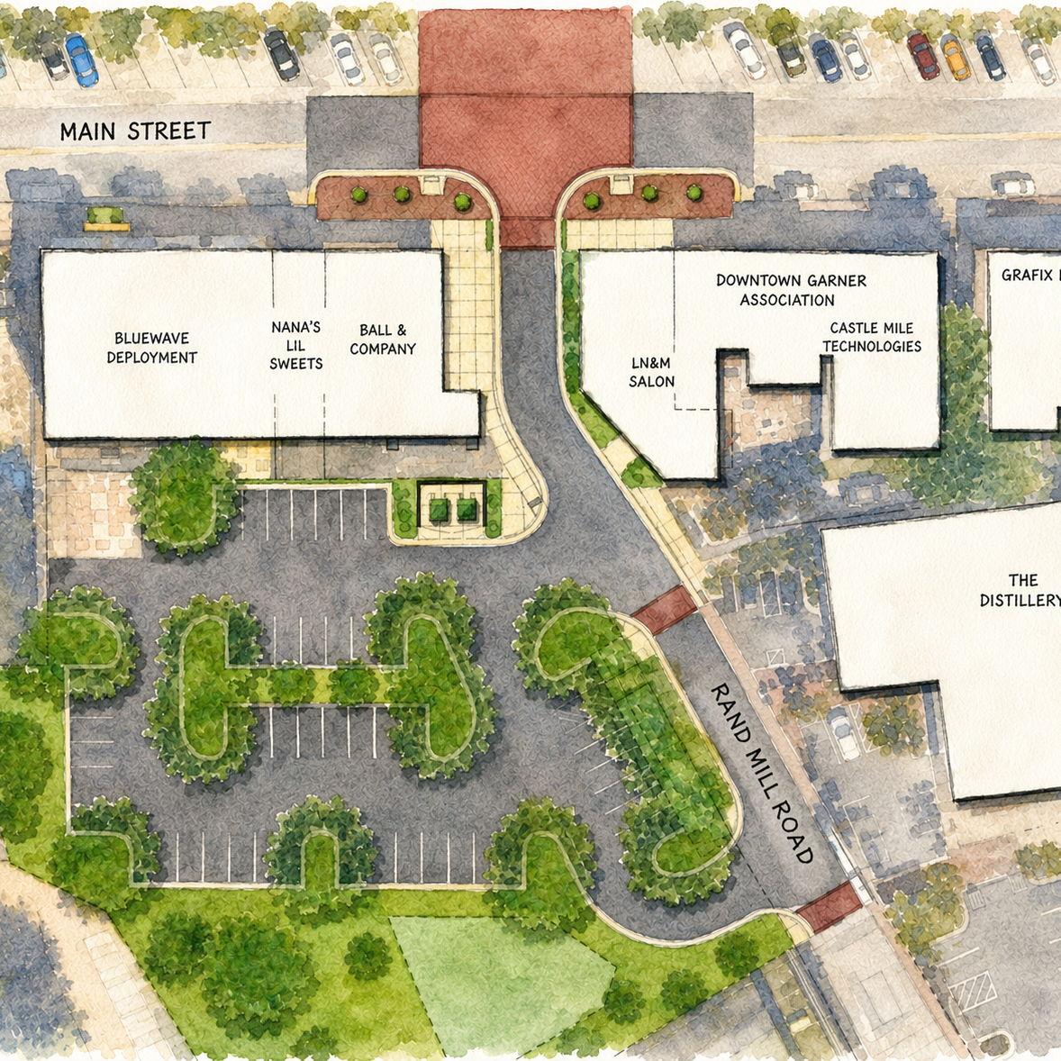 Complimentary parking is available in the lot shown above, located directly across from The Distillery, where our reception will be held.