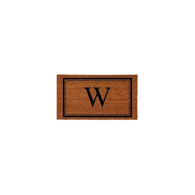 Evergreen Monogram Indoor Outdoor 100% Natural Coir Doormat 28" x 16" | Letter "W"