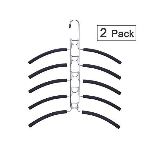 Nature Smile 16.2'' Wide 5 in 1 Anti-Slip Metal Hangers,Multi Layers Wardrobe Clothes Rack,Heavy Duty Metal Space Saver Closet Storage Organizer,2pc Packed in a Box