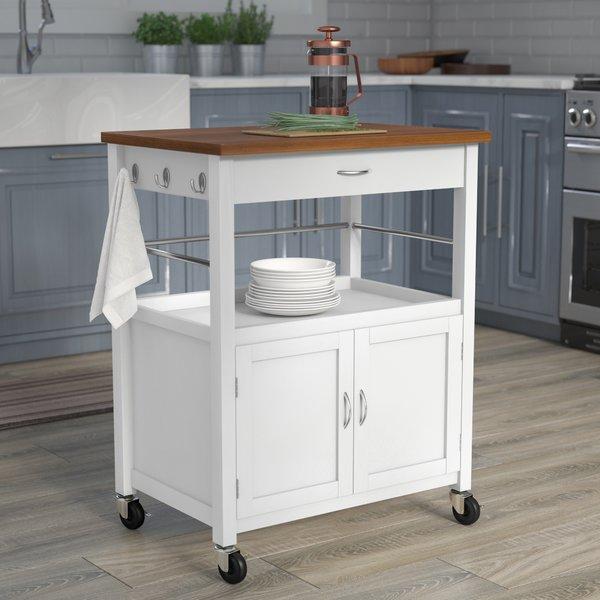 Kibler Kitchen Island Cart with Natural Butcher Block Bamboo Top