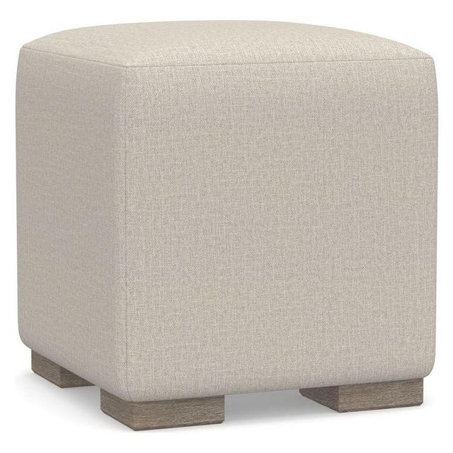 Universal Upholstered Cube, Performance Heathered Tweed Pebble