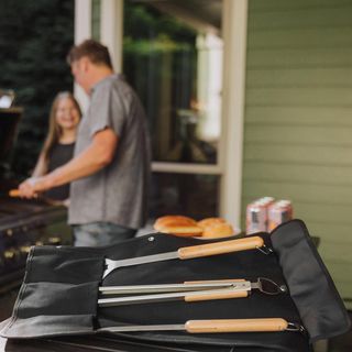 BBQ Roll Up 3-Piece Beechwood Tool Set