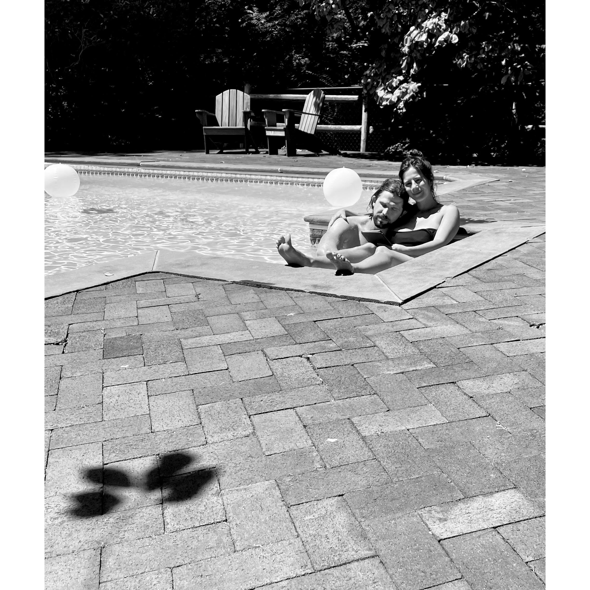 Peaceful pool reading during a Long Island heat wave
