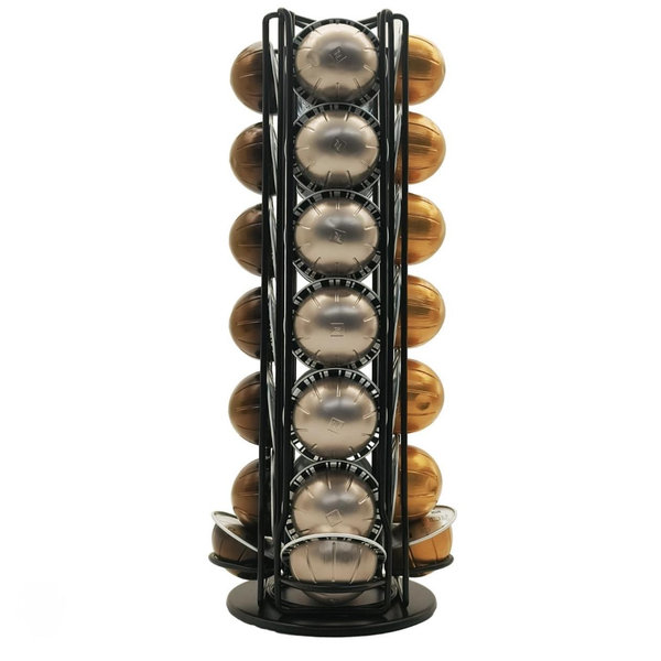 Miuly Coffee Capsule Holder For Nespresso Vertuoline, Coffee Capsule Stands Rotating Pod Rack holds 28 Nespresso Vertuo Pods, Black