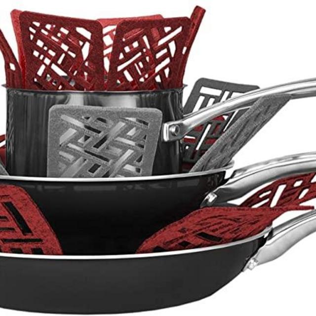 Cuisinart Pot and Pan Protectors- 5pk, Prevents Cookware from Getting Scratches and Scrapes, Thick Felt Cookware Protectors, Pot Protector Pads Protecting from Damage during Storage