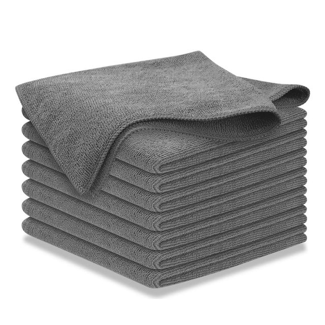 USANOOKS Microfiber Cleaning Cloth Grey - 8 Pcs (12.5"x12.5") - High Performance - 1200 Washes, Ultra Absorbent Microfiber Towel Weave Grime & Liquid for Streak-Free Mirror Shine - Car Washing Cloth