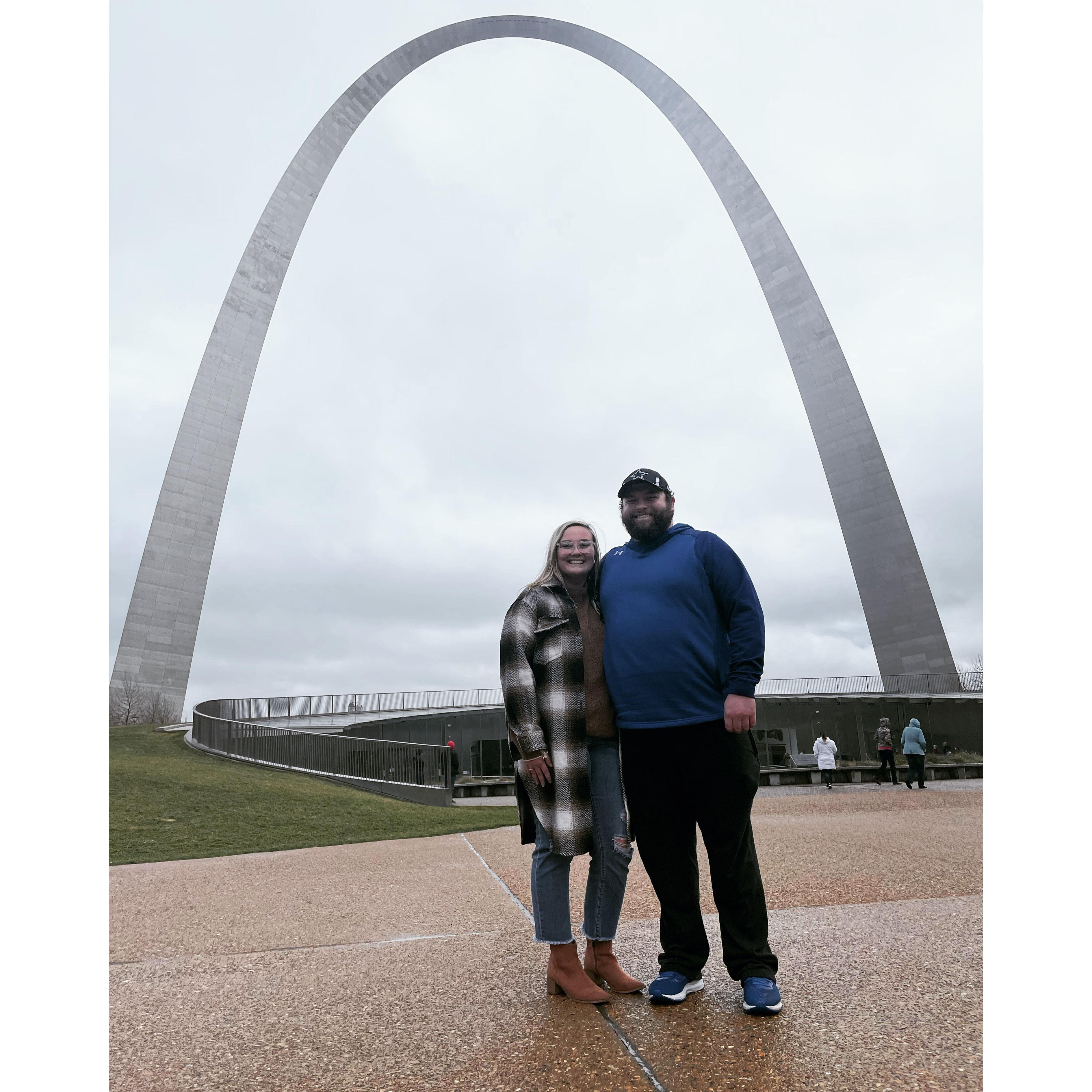December 2021 in St. Louis, Missouri with Sean’s family! Sean and I did go in the Gateway Arch. :)