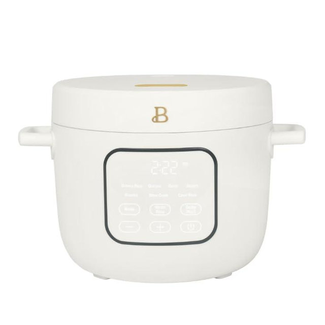 14-Cup Electric Rice and Grain Cooker by Drew Barrymore, Ceramic Nonstick Coating | Large Rice Cooker for Rice, Grains & Healthy Meals, White Icing