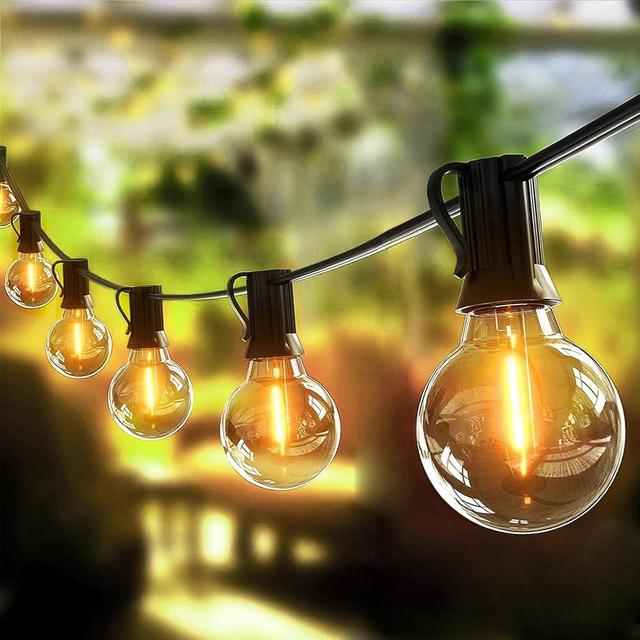 GOODEA.fun 35Ft LED Outdoor String Lights,G40 Globe Patio Lights with 15 Shatterproof Edison Bulbs, Waterproof Connectable Hanging Light for Backyard Porch Balcony Party Decor(1 Spare)