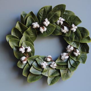 Magnolia and Cotton Wreath