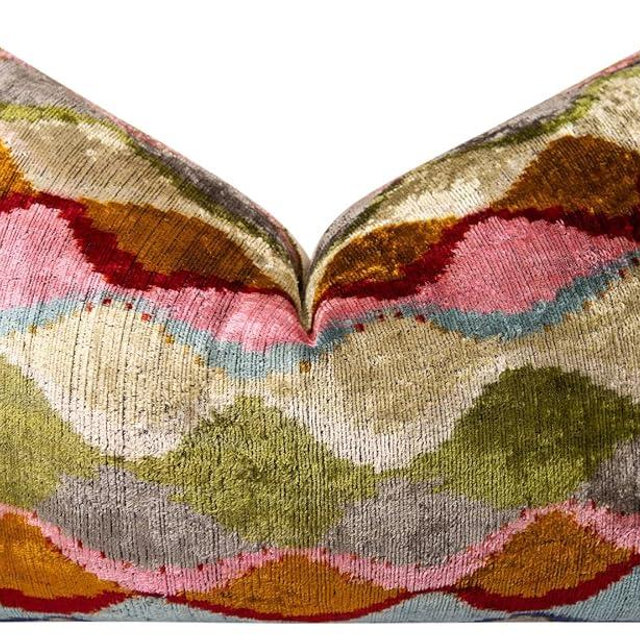 CANVELLO Handmade Velvet Throw Pillow – 16x24 Inch – Soft & Luxurious Decorative Cushion with Premium Down Feather Insert – Multicolor Abstract Design for Sofas, Couches & Beds