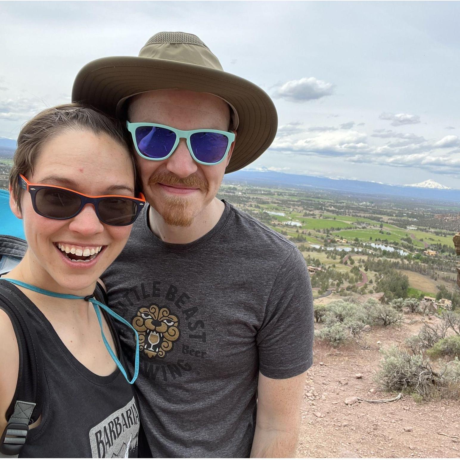 Hiking in Smith Rock State Park, at the top of Misery Ridge I think?