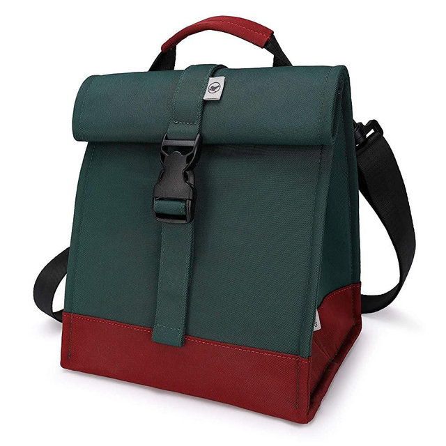 Sunny Bird Insulated Lunch Bag Rolltop Lunch Box Tote Bag for Women, Men, Adults and Teens (Green)