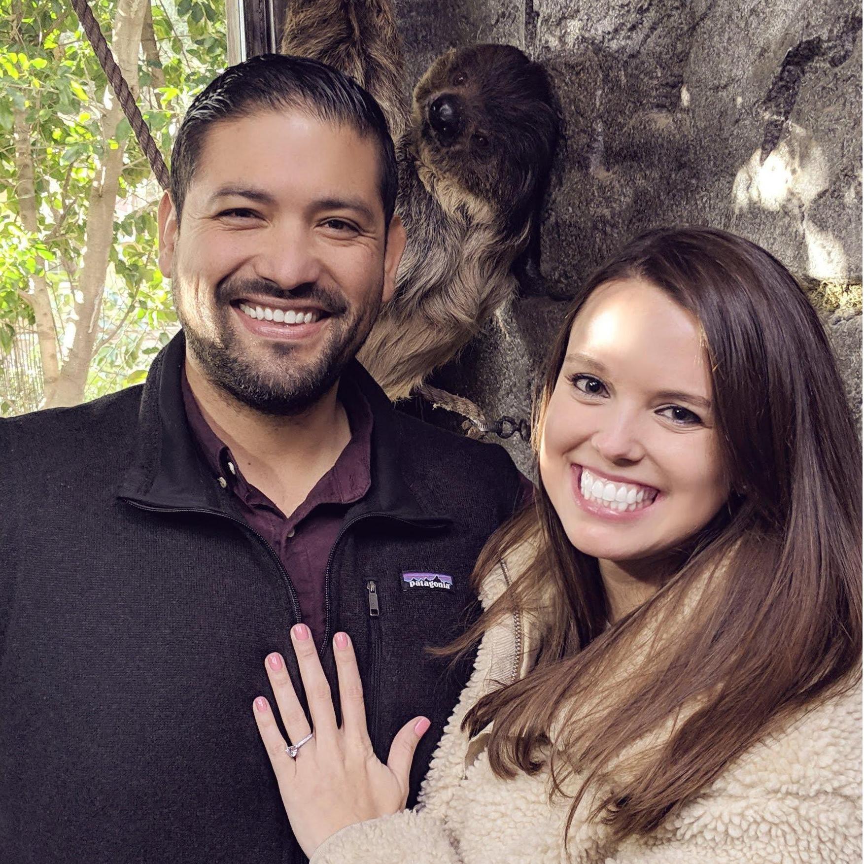Our actual engagement! With Sid the sloth at Wildlife Learning Center.