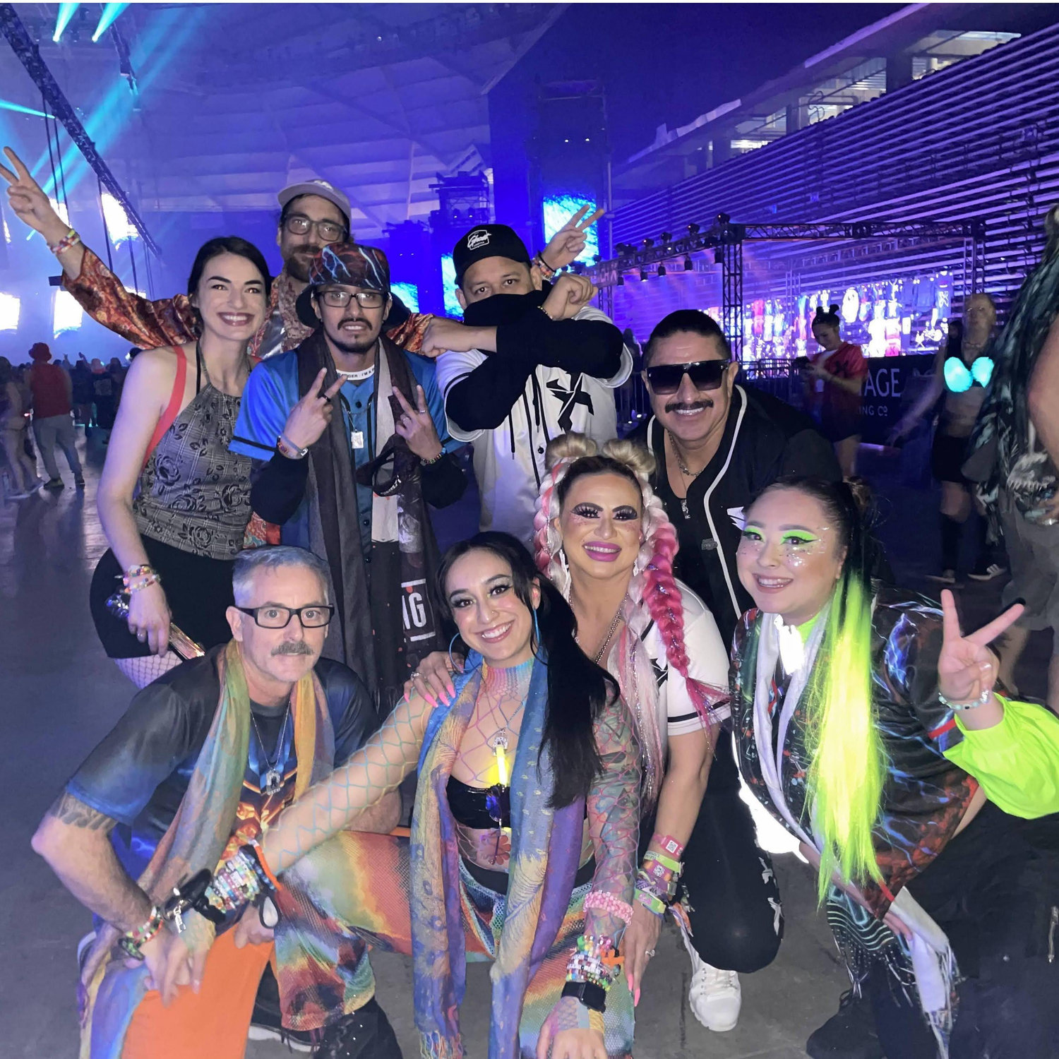 What: When they first came together and decided to pursue a relationship together // When: February 2023 // Where: Tacoma, Washington (Excision's Thunderdome) 
This is their fave family to this day.