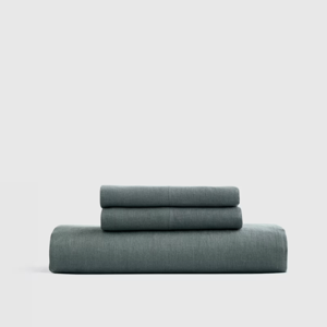 King European Linen Fitted Sheet Set in "Ocean"