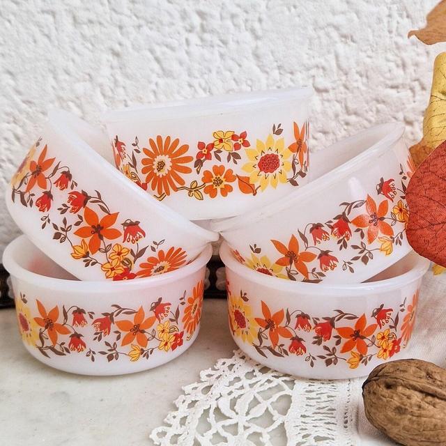 Set of 5 vintage ramekins/5 cups Arcopal...