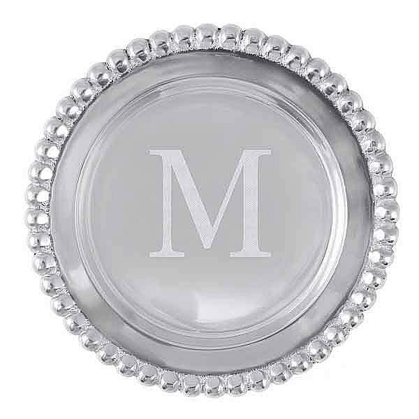 Mariposa Silver Engraved Initial Wine Coaster - R