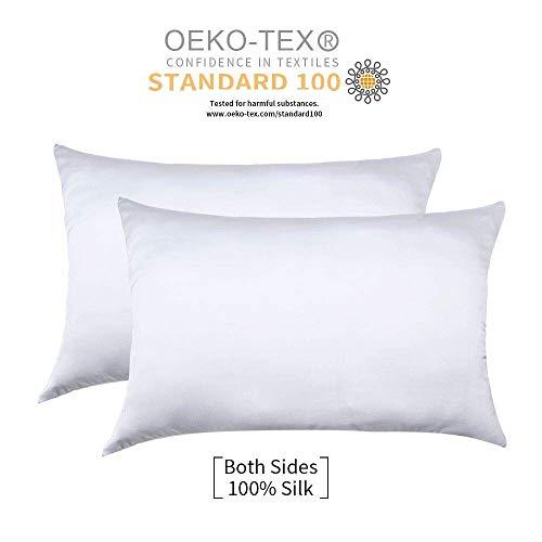 Jocoku 100% Mulberry Silk Pillowcases Set of 2 for Hair and Skin and Super Soft and Breathable Standard Size White/Queen/King (Queen, White)