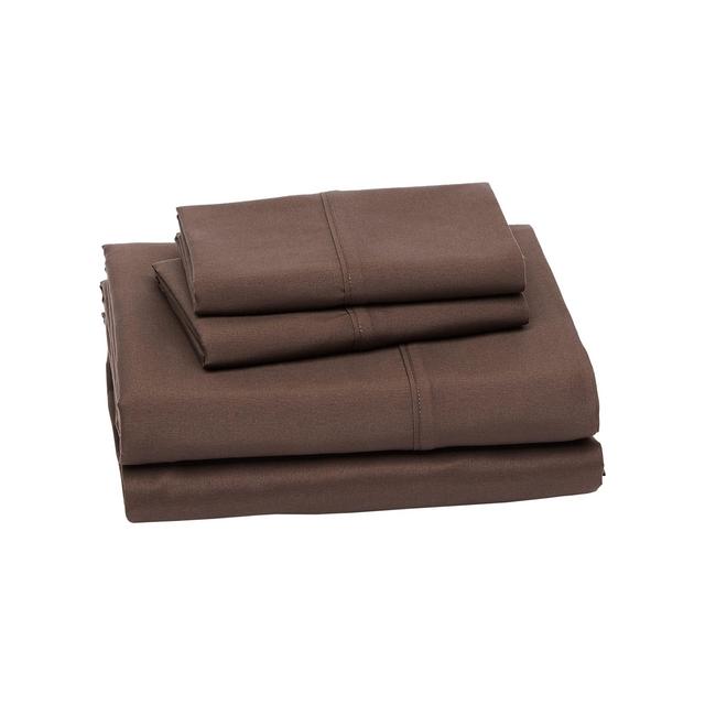 Amazon Basics Lightweight Super Soft Easy Care Microfiber Bed Sheet Set with 14" Deep Pockets - Queen, Chocolate