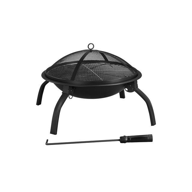 Yaheetech 21" Portable Firepit Folding Wood Burning Fire Bowl for Garden Outdoor with Spark Screen, BBQ Grill