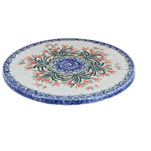 Blue Rose Polish Pottery Spring Tulip Trivet