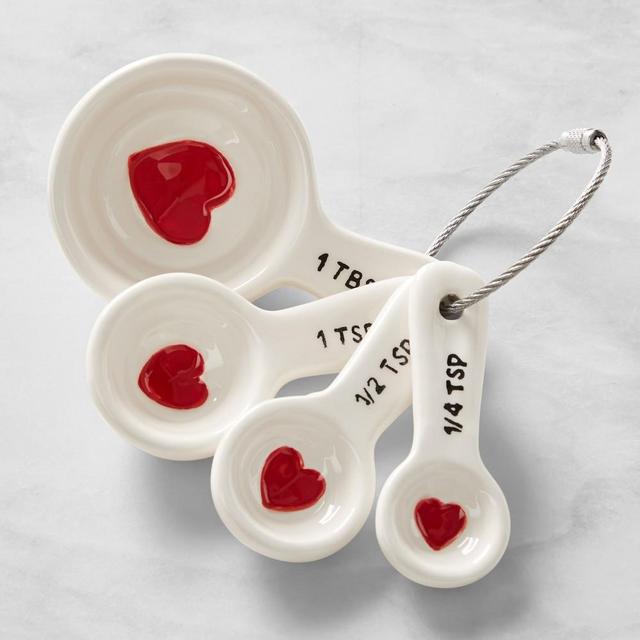 Valentines Day White Ceramic Heart Measuring Spoon