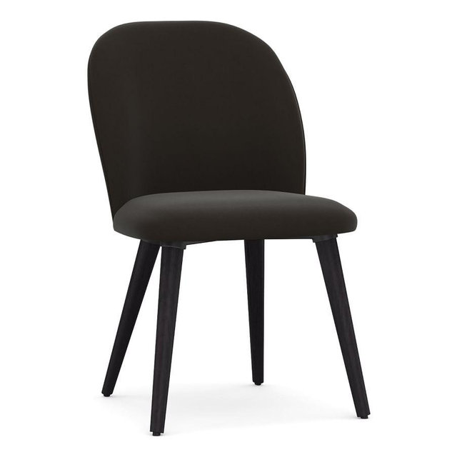 Brea Upholstered Dining Side Chair, Black Leg, Performance Everydayvelvet™ Smoke