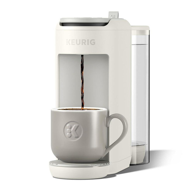 Keurig K-Mini Mate Plus Single-Serve K-Cup Pod Coffee Maker, Compact, 3 Cup Sizes, Brew Over Ice and Strong Button Features, 50 oz Removable Reservoir, Warm Stone