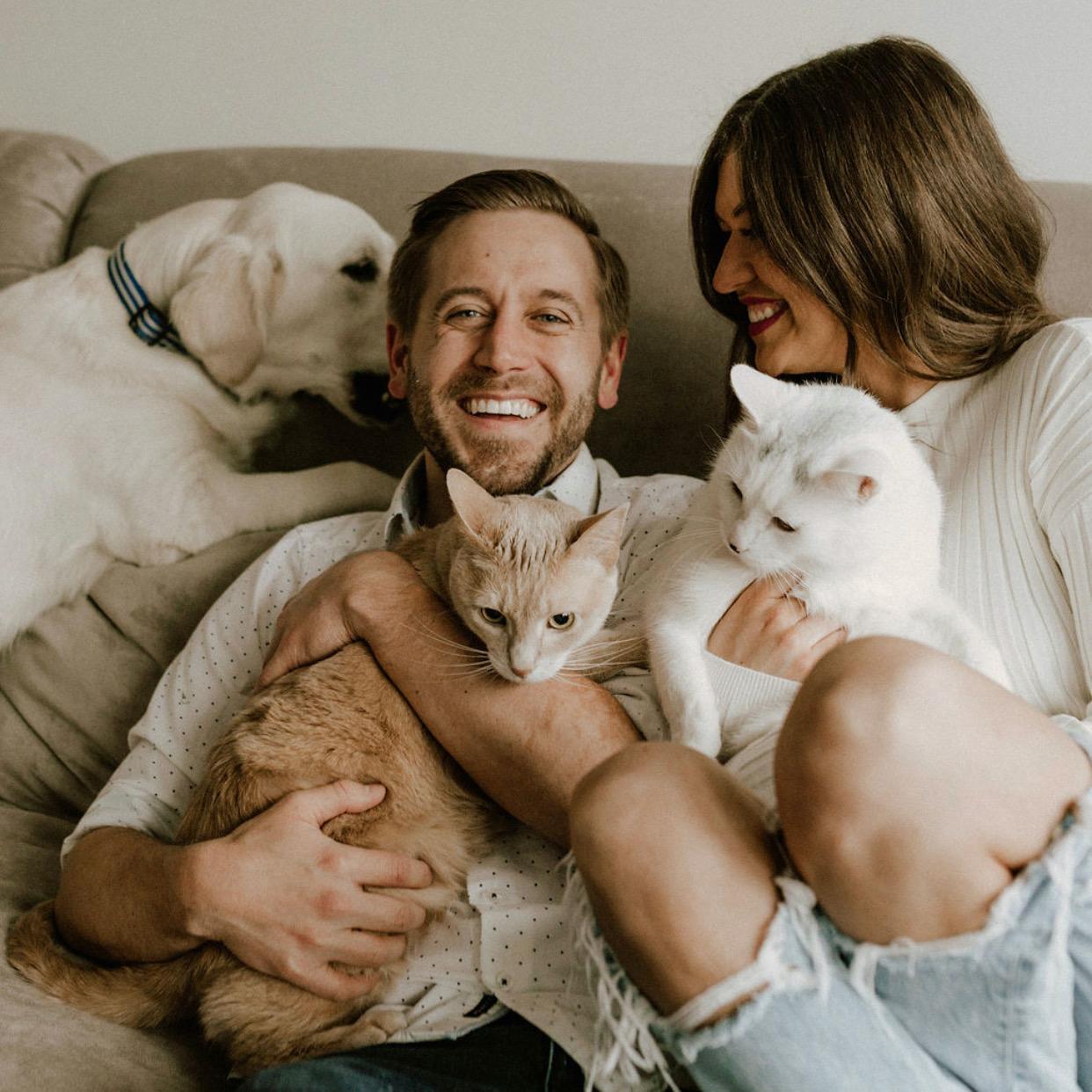 first family photo with every animal featured and literally none of them look happy but I guess that's kids right????