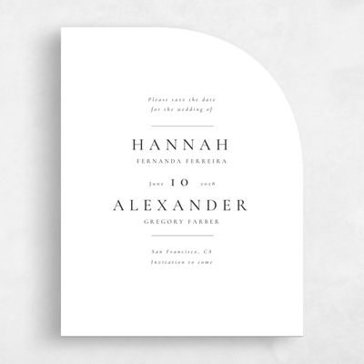 White Half arch Wedding Save the Date - Sloan Portrait