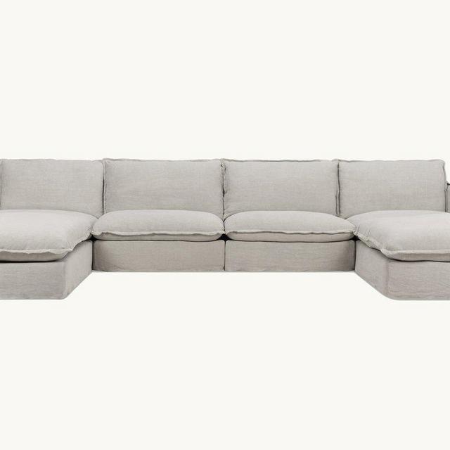 Neva U-Shape Sectional in Oat Flower