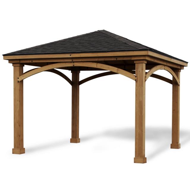 Heartland Cedar Pavilion 12-ft W x 12-ft L x 10-ft 6-in Stained Cedar Freestanding Pergola with Canopy