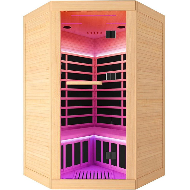 Sauna Infrared Far Infrared Sauna for Home Sauna 2-3 person 2180W with Hemlock Wood Low EMF Dry Sauna for Home Infrared Sauna 2 Person Indoor Sauna for Two Person in Home Sauna with Bluetooth Speakers