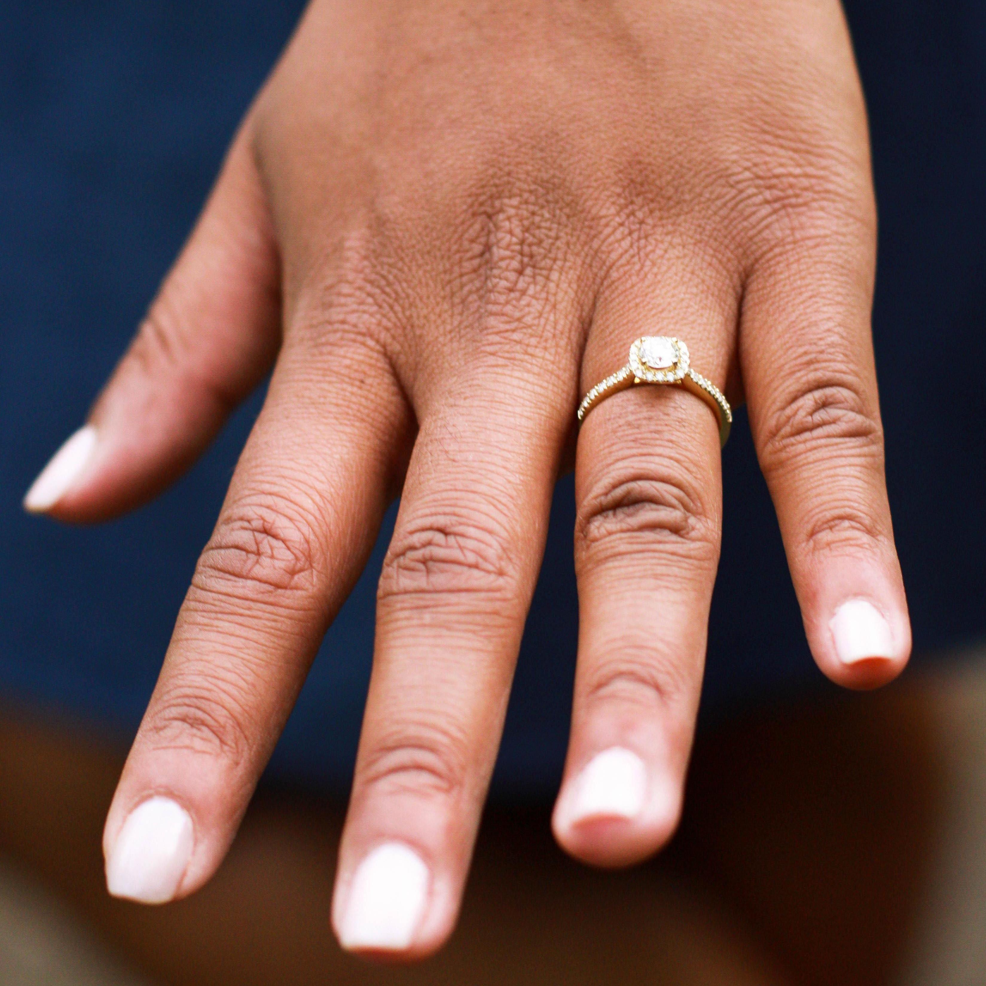 Joey's Papa gave this beautiful diamond to his Meema many years ago. Joey had the diamond reset and designed this ring for me! Meema is so special to us and it's an honor to wear her diamond.