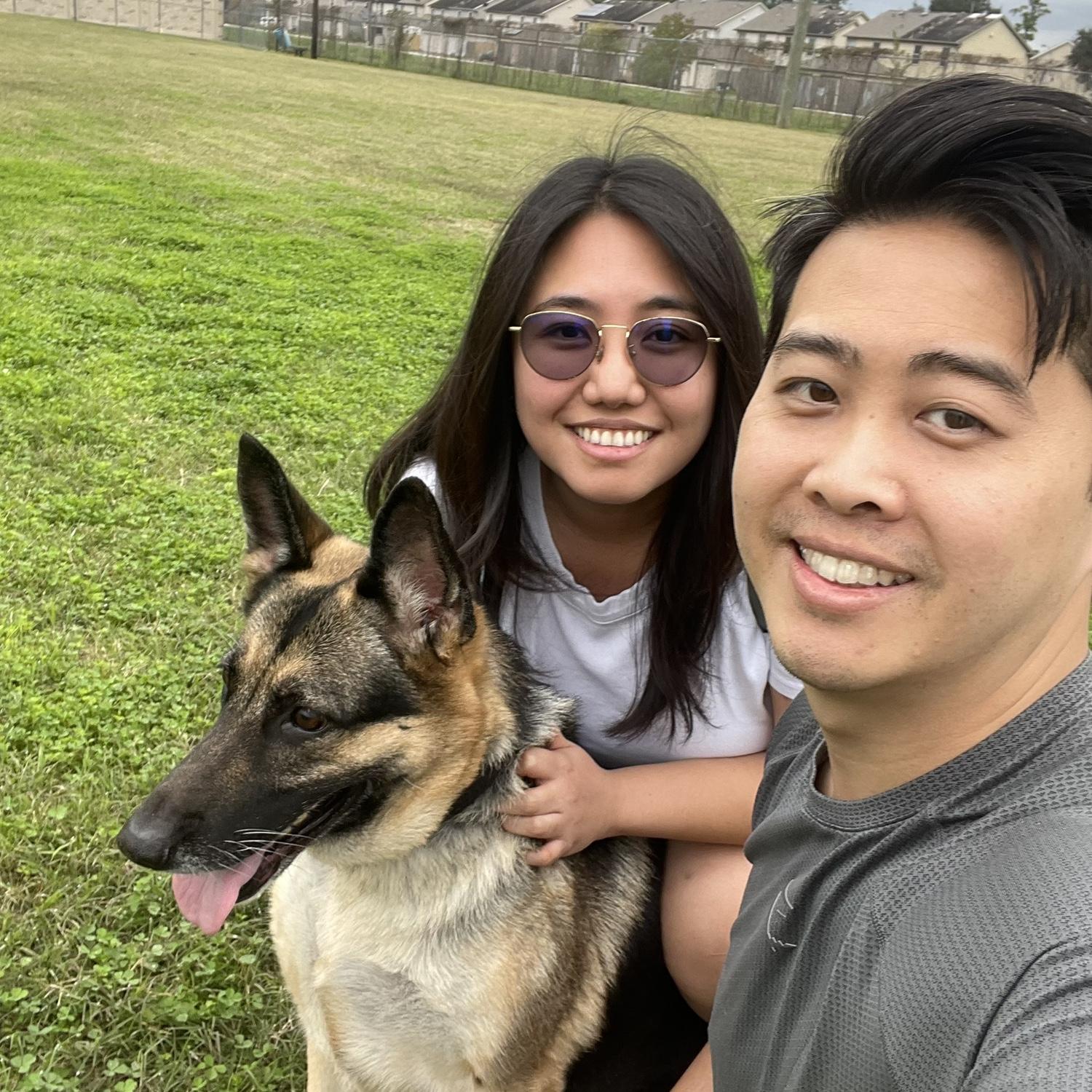 With the most well behaved German shepherd—“Bulma boo”!