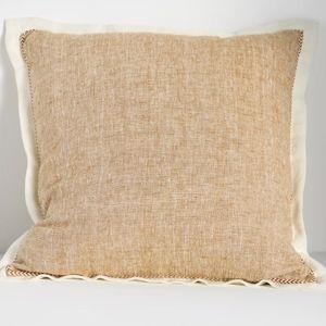 Lucy Linen Embroidered Pillow - Neutral