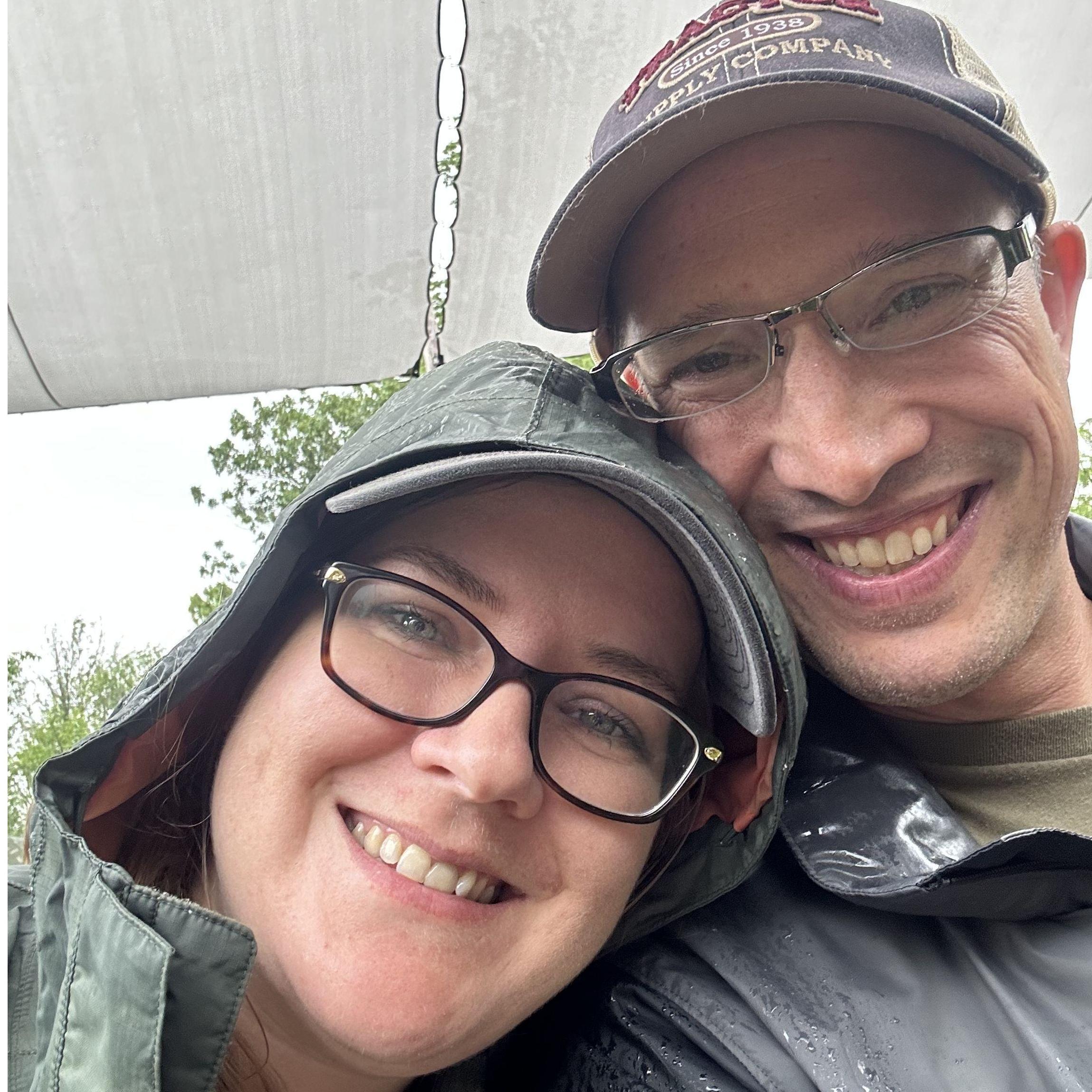 Raining at our favorite place — the Renaissance Faire