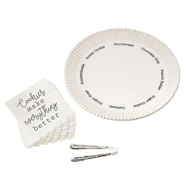 Mud Pie Cookie Plate Set with Napkins and Tongs