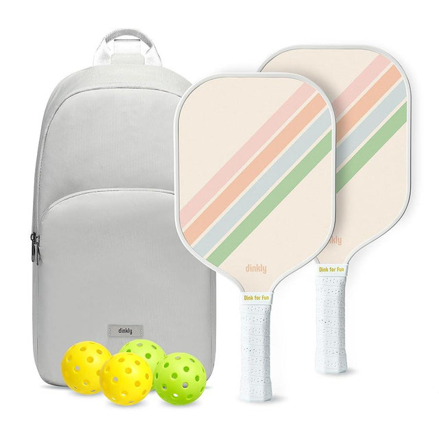 Dinkly Pickleball Paddles Set of 2/4- USAPA Approved Graphite/Fiberglass Pickleball Racket, 2 Pickleball Rackets, 4 Balls and 1 Portable Carry Bag, Aesthetic Pickle Ball Set for Men Women Beginners