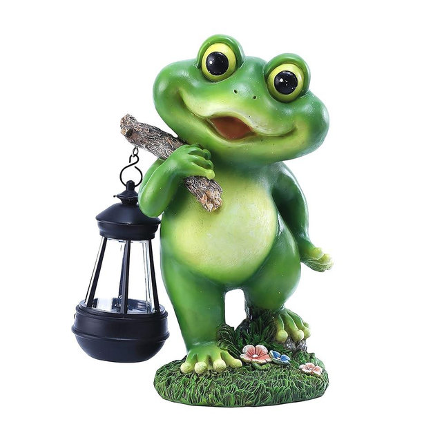 CFFOWNUG Outdoor Frog Garden Decor: 11'' Yard Decoration with Solar Lantern Funny Frog Statue Gifts for Women Mother's Day Housewarming Gift