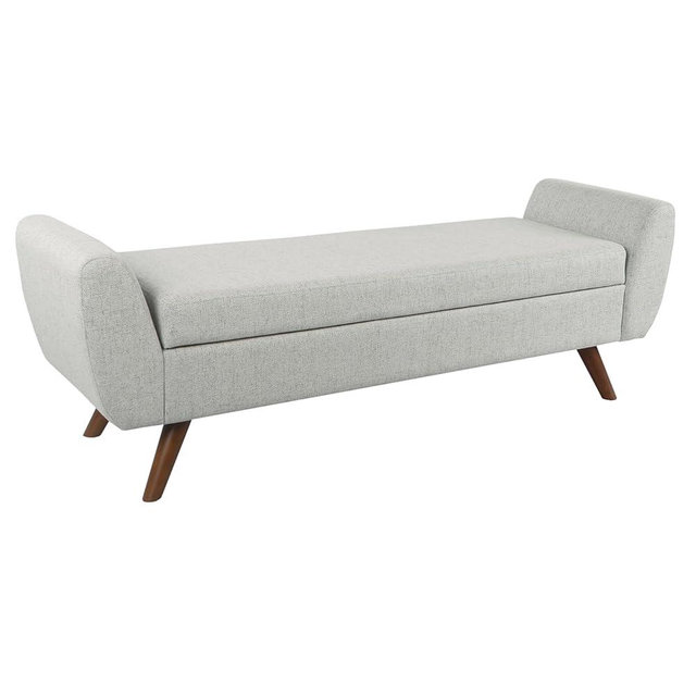 HomePop Modern Storage Bench with Wood Legs Home Décor|Bench with Storage for Living Room & Bedroom - Gray Woven