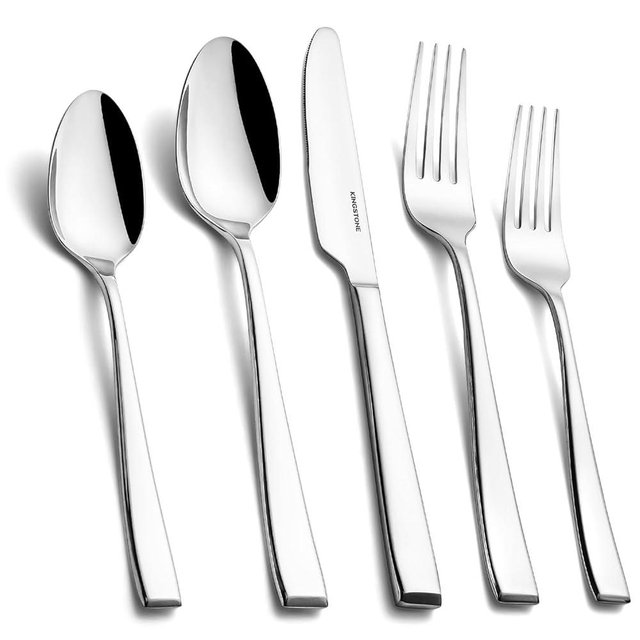 KINGSTONE Mirror Polish Silverware Set for 4, 20-Piece 18/10 Stainless Steel Flatware Set, Dishwasher Safe Cutlery Set for Wedding, Home, Restaurant, Knives Spoons and Forks Set
