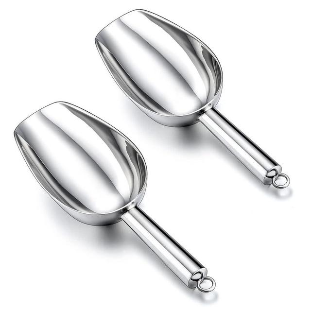 TeamFar 5 oz Ice Scoop, Stainless Steel Canister Ice Candy Scoop for Kitchen Dispenser Buffet Jars, Healthy & Sturdy, Multi-use & Mirror Finish, Dishwasher Safe-2 PCS