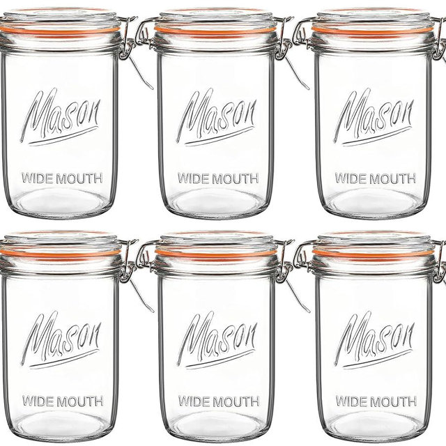 Jeitae 24oz Wide Mouth Mason Jars – 6 Pack Glass Jars with Airtight Lids for Canning, Pickling, Meal Prep, Jam, Jelly, Overnight Oats & DIY Projects